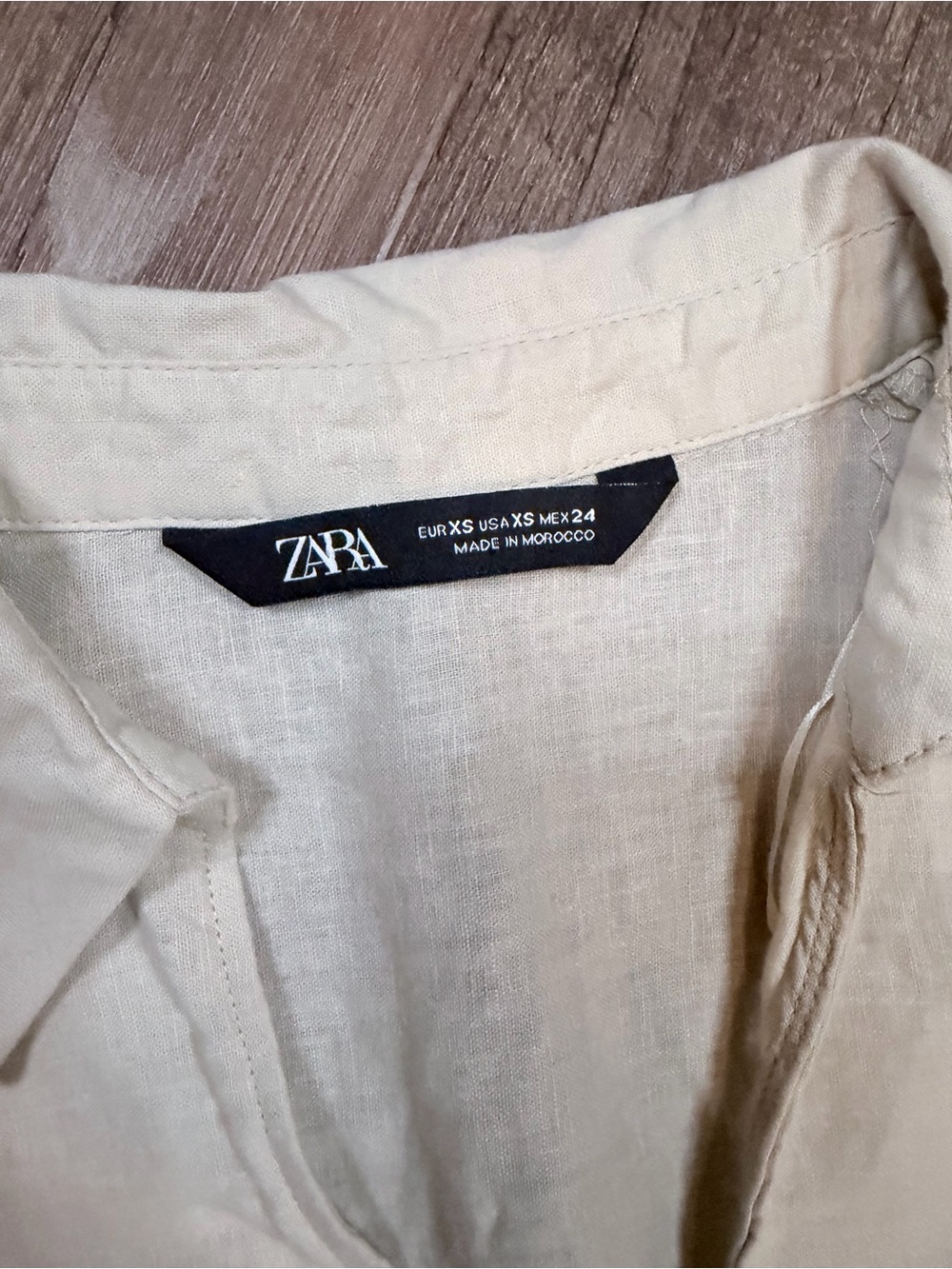 Zara Cream Linen Cotton Tiered Midi Shirt Dress | XS | Like New - Picture 5 of 9